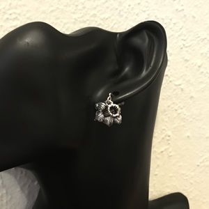 Sterling Silver Plate Stud Earrings Floral Vintage